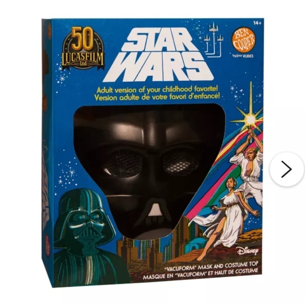 NEW 50th Anniv. Star Wars DARTH VADER Ben Cooper Halloween Mask Costume Adult